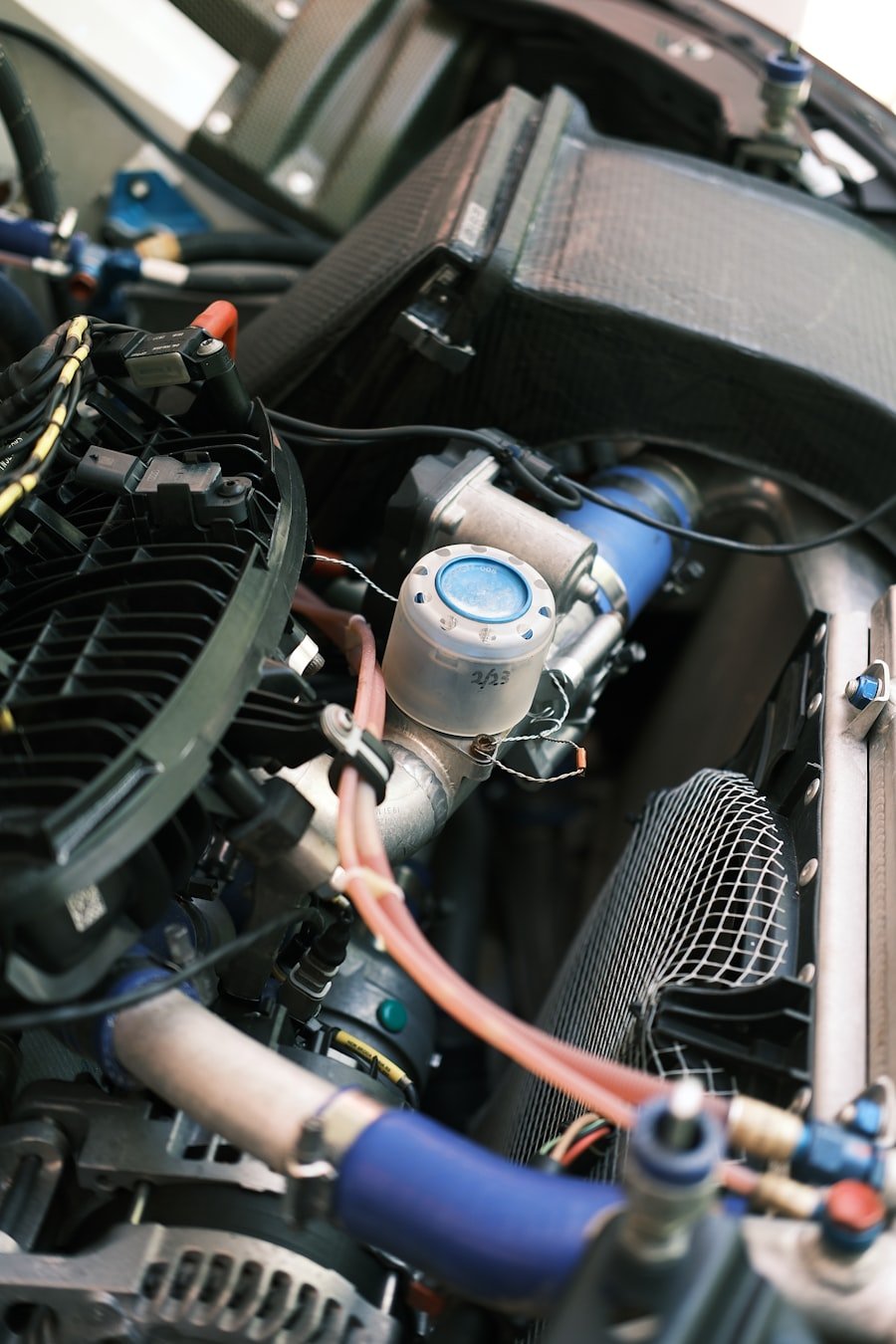 Close-up of a car engine bay